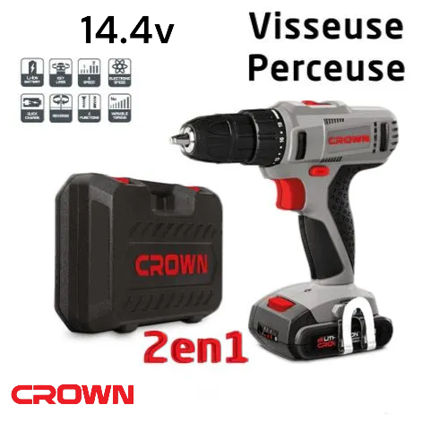 4- visseuse perceuse Sans fil CROWN 14.4V CT21055LM